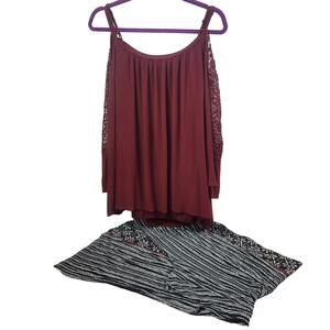 Cato Cold Shoulder Top, Camisole, and Wide Leg Palazzo Outfit 22/24W